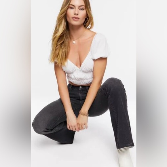 NWT Forever 21 Mid-rise Flare Jeans Washed Black - Picture 11 of 11